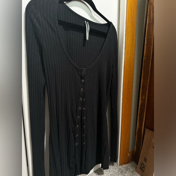 Anthropologie Ribbed Cardigan Sweater Black size Small - Picture 6 of 8